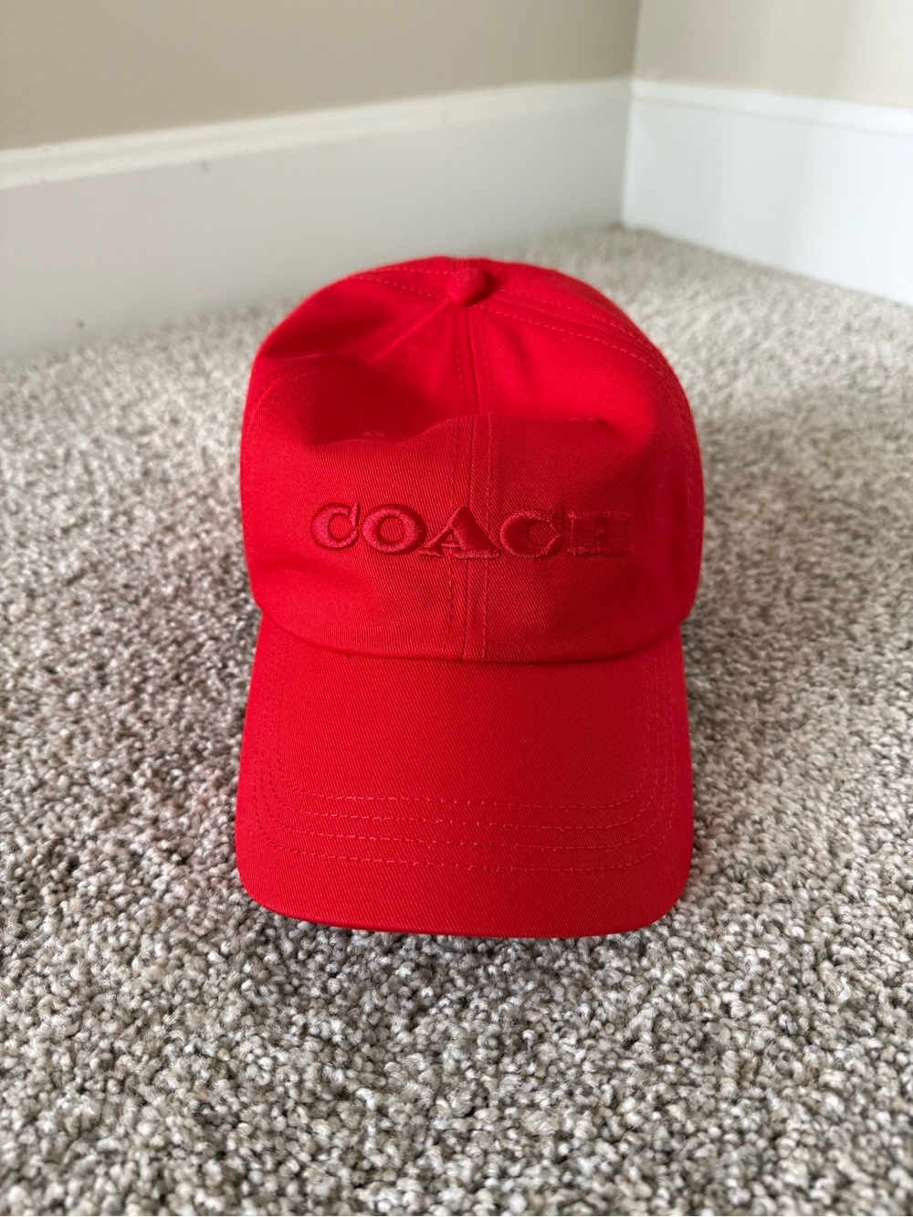 Coach Red Monochrome Logo Baseball Cap